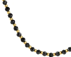Złoty naszyjnik z onyksami syntetycznymi - kulki