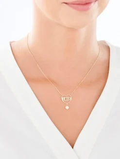 Złoty naszyjnik z perłą - serce, love