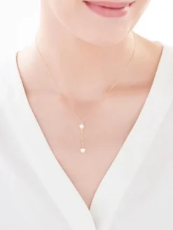 Złoty naszyjnik z perłą, ankier - serce