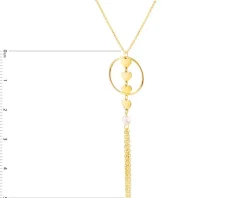 Złoty naszyjnik z perłą, ankier - koło, serca