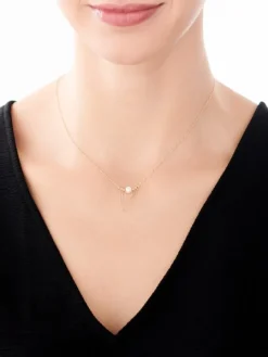 Złoty naszyjnik z perłą, ankier - kulki