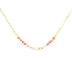 Złoty naszyjnik z perłą i korundami