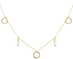 Złoty naszyjnik z perłami - koła