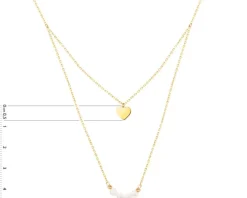 Złoty naszyjnik z perłami, ankier - serce