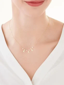 Złoty naszyjnik z perłami, ankier - Księżyce