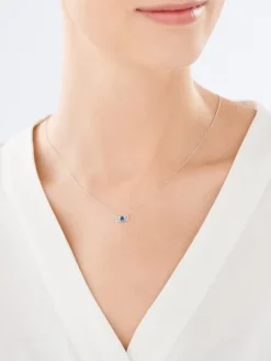 Złoty naszyjnik z topazami syntetycznymi i ametystem syntetycznym