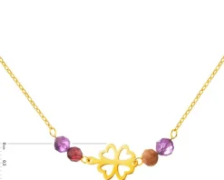 Złoty naszyjnik z turmalinami, ankier - koniczyna