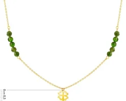 Złoty naszyjnik z turmalinami, ankier - koniczyna