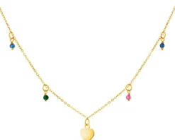 Złoty naszyjnik ze szkłem - serce