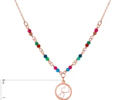 Złoty naszyjnik ze szkłem, ankier - koło, serca