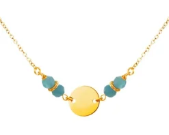 Złoty naszyjnik ze szkłem, ankier - koło