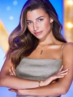 Złoty naszyjnik ze szkłem, ankier - rozety