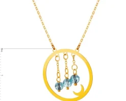 Złoty naszyjnik ze szkłem, ankier - koło, Księżyc
