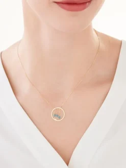 Złoty naszyjnik ze szkłem, ankier - koło, Księżyc