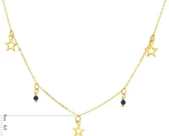Złoty naszyjnik ze szkłem, ankier - gwiazdy