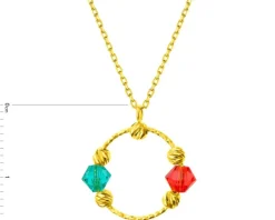 Złoty naszyjnik ze szkłem, ankier - koło