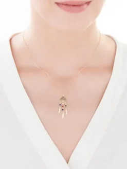 Złoty naszyjnik ze szkłem, ankier - łapacz snów