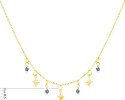 Złoty naszyjnik ze szkłem, ankier - gwiazdy