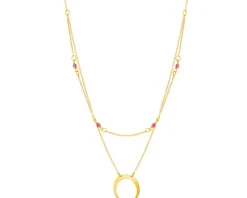 Złoty naszyjnik ze szkłem, ankier - Księżyc