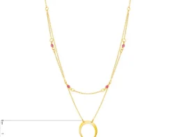 Złoty naszyjnik ze szkłem, ankier - Księżyc