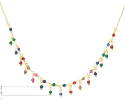 Złoty naszyjnik ze szkłem, ankier - kulki