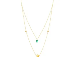 Złoty naszyjnik ze szkłem, ankier - gwiazda