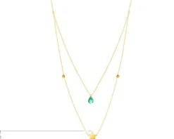 Złoty naszyjnik ze szkłem, ankier - gwiazda