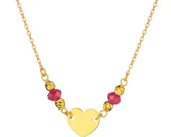 Złoty naszyjnik ze szkłem, ankier - serce