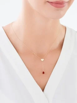 Złoty naszyjnik ze szkłem, ankier - serce