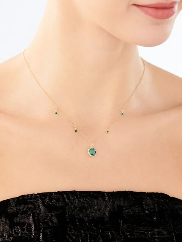 Złoty naszyjnik ze szkłem, ankier