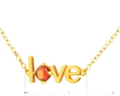 Złoty naszyjnik ze szkłem szlifowanym - love