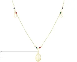 Złoty naszyjnik ze szkłem szlifowanym, ankier - liść, Księżyce