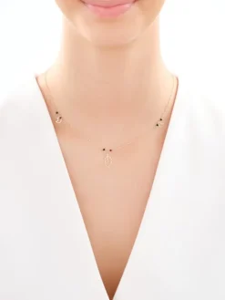 Złoty naszyjnik ze szkłem szlifowanym, ankier - liść, Księżyce