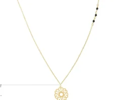 Złoty naszyjnik ze szkłem szlifowanym, ankier - rozeta