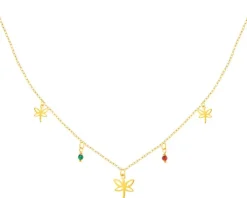 Złoty naszyjnik ze szkłem szlifowanym, ankier - ważki