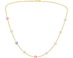 Złoty naszyjnik ze szkłem szlifowanym, rolo