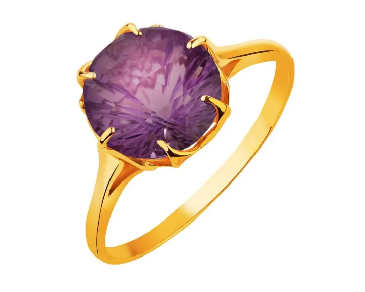 Złoty pierścionek z ametystem