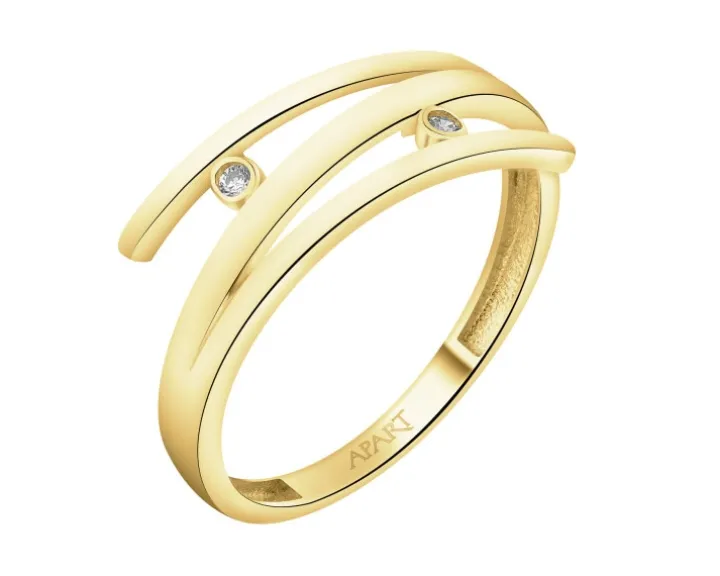 Złoty pierścionek z cyrkoniami