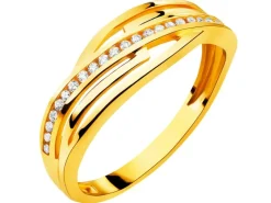Złoty pierścionek z cyrkoniami