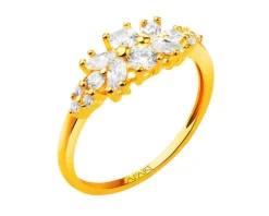 Złoty pierścionek z cyrkoniami