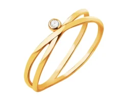 Złoty pierścionek z cyrkonią