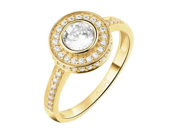 Złoty pierścionek z cyrkoniami