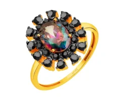 Złoty pierścionek z cyrkoniami