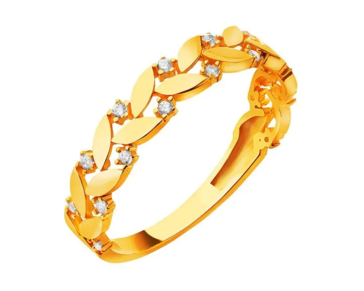 Złoty pierścionek z cyrkoniami