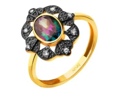 Złoty pierścionek z cyrkoniami