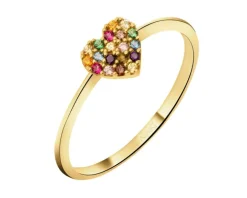 Złoty pierścionek z cyrkoniami - serce