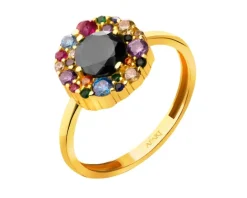 Złoty pierścionek z cyrkoniami