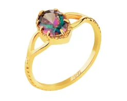 Złoty pierścionek z cyrkonią