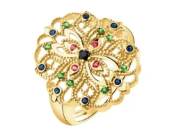 Złoty pierścionek z cyrkoniami - rozeta