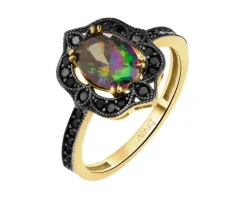 Złoty pierścionek z cyrkoniami